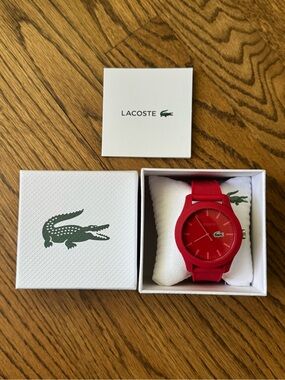 Lacoste Red Sport Silicone Watch with Green Logo